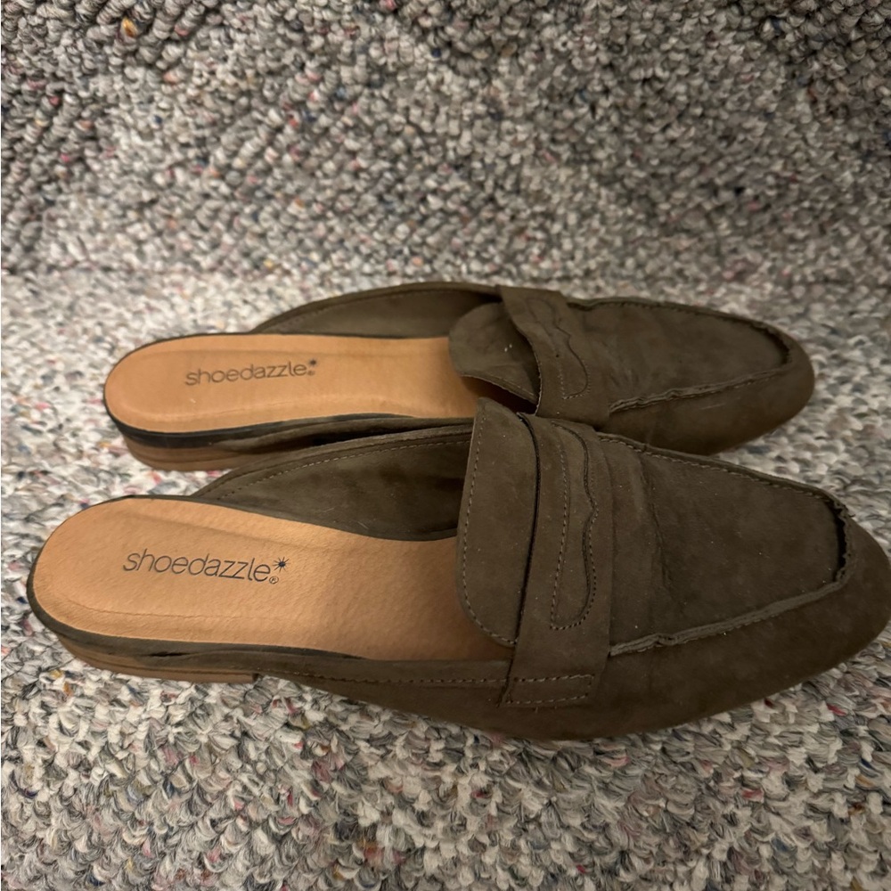 Shoe Dazzle Olive Green Loafers